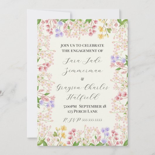 Invitation de fiançailles florale (Devant)