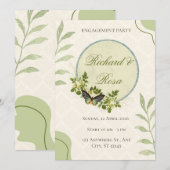Invitation de fiançailles florale à l'aquarelle ve (Devant / Derrière)