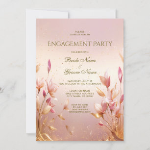 Invitation de fiançailles florale aux feuilles dor