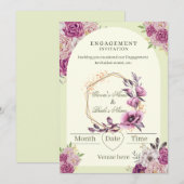 Invitation de fiançailles florale élégante (Devant / Derrière)