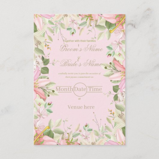 Invitation de fiançailles florale élégante (Devant)