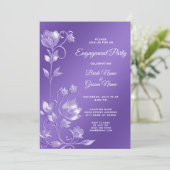 Invitation de fiançailles florale violette élégant (Debout devant)