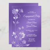 Invitation de fiançailles florale violette élégant (Devant / Derrière)