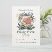 Invitation de Fiançailles floraux Green & Peach (Debout devant)