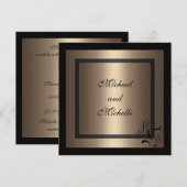 Invitation de fiançailles Glamour Café Fleur noir (Devant / Derrière)