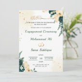 Invitation de fiançailles islamique à fleurs vert (Debout devant)