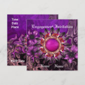 Invitation de fiançailles Mariage Fleur violette (Devant / Derrière)