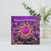 Invitation de fiançailles Mariage Fleur violette (Debout devant)