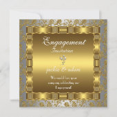 invitation de fiançailles or argent blanc antique (Devant)