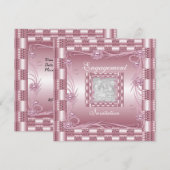 Invitation de fiançailles rose Art Déco floral (Devant / Derrière)