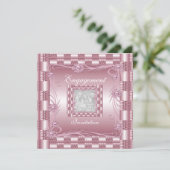 Invitation de fiançailles rose Art Déco floral (Debout devant)