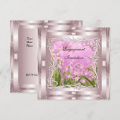 Invitation de fiançailles rose déco florale (Devant / Derrière)