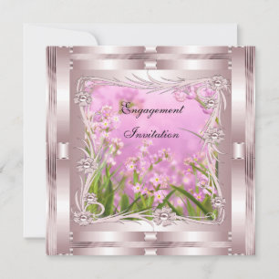Invitation de fiançailles rose déco florale