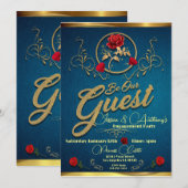 Invitation de Fiançailles Rose enchantée (Devant / Derrière)