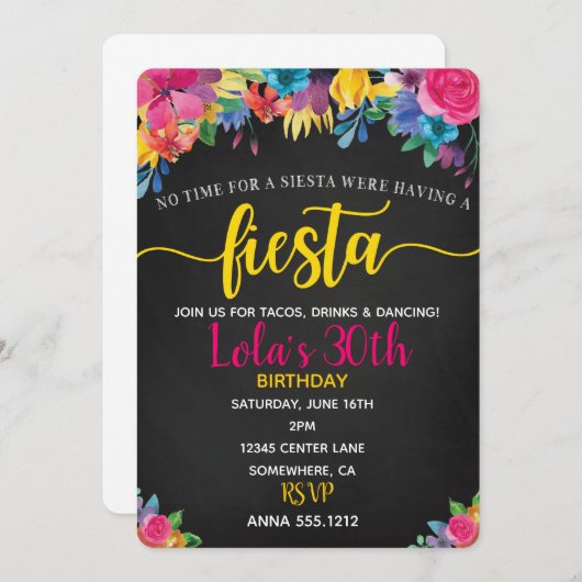 INVITATION DE FIESTA (Devant / Derrière)