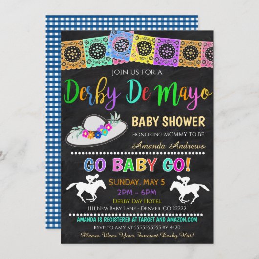 Invitation de Fiesta Baby shower (Devant / Derrière)