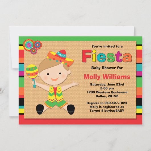 Invitation de Fiesta Baby shower (Devant)