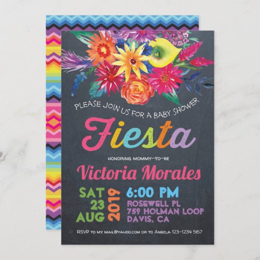 Invitation de Fiesta Baby shower Party (Devant / Derrière)