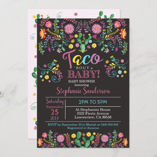 Invitation de Fiesta Baby shower Taco sur un bébé (Devant / Derrière)