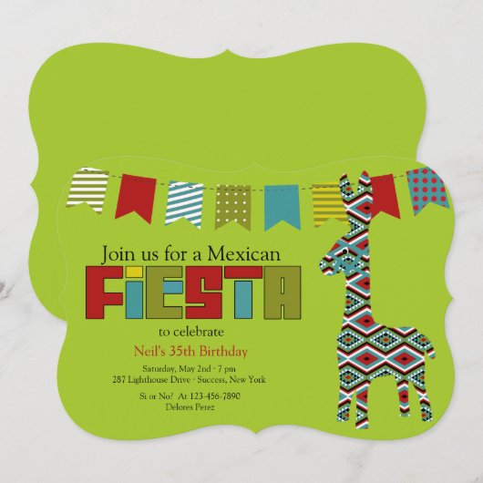 Invitation de Fiesta Burro (Devant / Derrière)