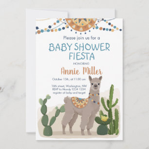 Invitation de Fiesta Cactus Llama Baby shower