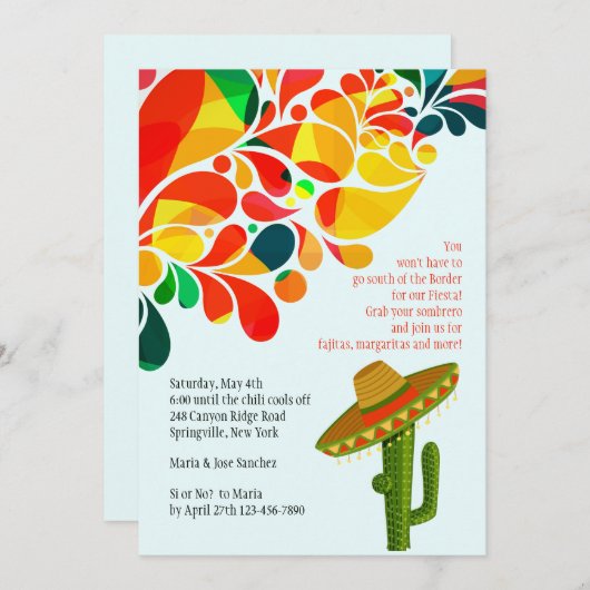 Invitation de Fiesta Cinco de Mayo (Devant / Derrière)