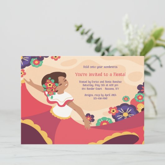 Invitation de Fiesta, danseuse folklorique mexicai (Debout devant)