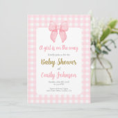 Invitation de fille Baby shower de cabot rose (Debout devant)