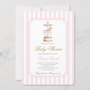 Invitation de fille Baby shower de carrousel