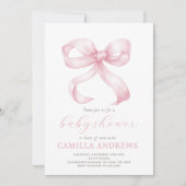 Invitation de fille Baby shower de la ceinture ros (Devant)