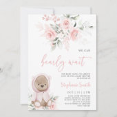 Invitation de fille Baby shower d'ours (Devant)