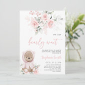 Invitation de fille Baby shower d'ours (Debout devant)