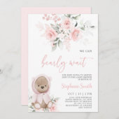 Invitation de fille Baby shower d'ours (Devant / Derrière)