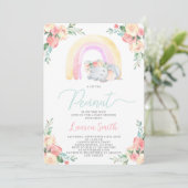 Invitation de fille Baby shower éléphant (Debout devant)