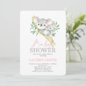 Invitation de fille Baby shower Koala (Debout devant)