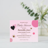 Invitation de fille Baby shower Pink Bumblebee (Debout devant)