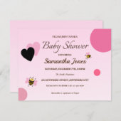 Invitation de fille Baby shower Pink Bumblebee (Devant / Derrière)