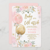 Invitation de fille Baby shower rose hiver (Devant / Derrière)