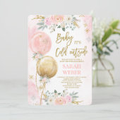 Invitation de fille Baby shower rose hiver (Debout devant)