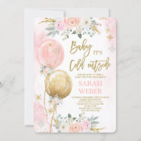 Invitation de fille Baby shower rose hiver