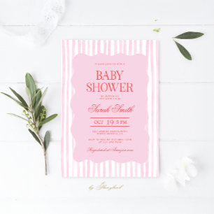 Invitation de fille Baby shower rose rouge