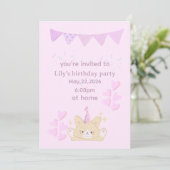 Invitation de fille d'anniversaire | carte personn (Debout devant)