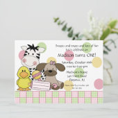 Invitation de fille d'anniversaire d'animaux de (Debout devant)