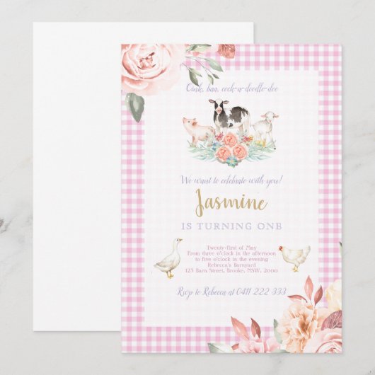 Invitation de fille d'anniversaire de Baryard de (Devant / Derrière)