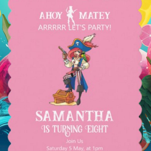 Invitation de fille d'anniversaire Pirate