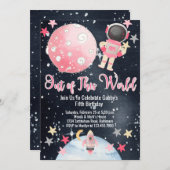 Invitation de fille d'astronaute d'espace hors de (Devant / Derrière)
