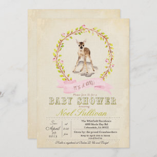 Invitation de fille de baby shower de cerfs