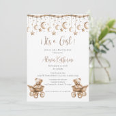 Invitation de fille de Baby shower d'ours (Debout devant)