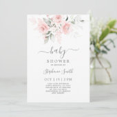 Invitation de fille de Baby shower rose pâle (Debout devant)