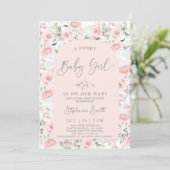 Invitation de fille de Baby shower rose pâle (Debout devant)